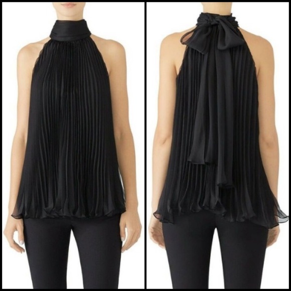 Carmen Marc Valvo Accordion Pleated Blouse Top - Picture 2 of 9
